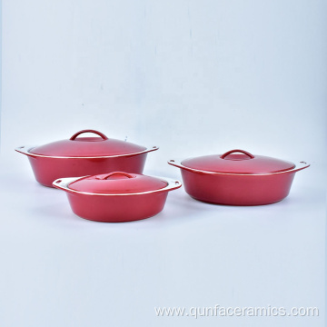 Round Ceramic Cooking Pot With Handle